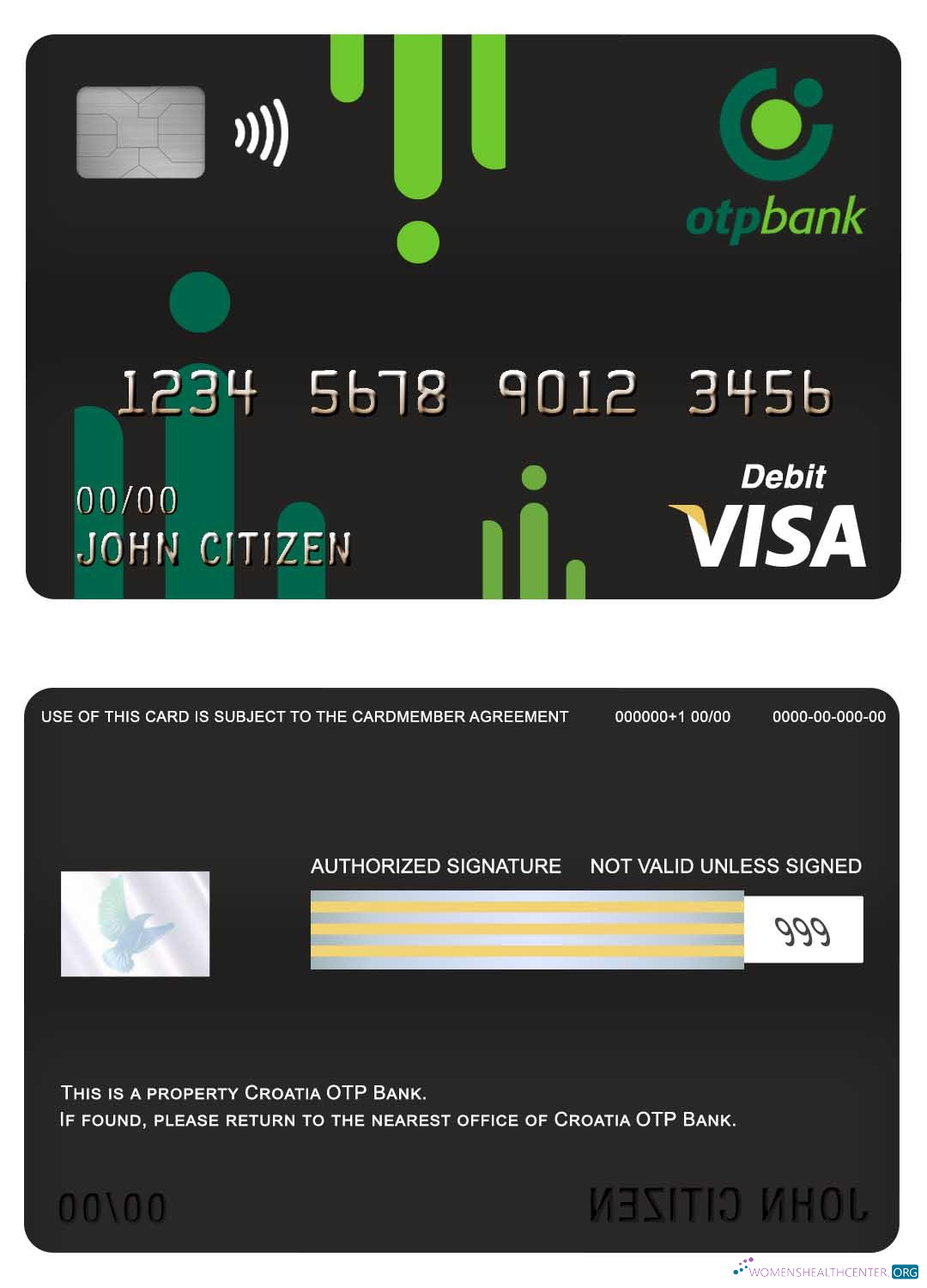 Download Croatia OTP bank visa debit card Photoshop template